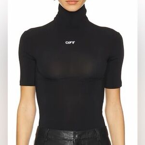 Off-White Black Short Sleeve Turtleneck Top